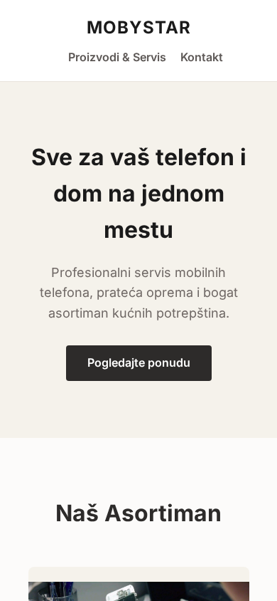 Svež mobilni hero snimak sadašnjeg MobyStar sajta