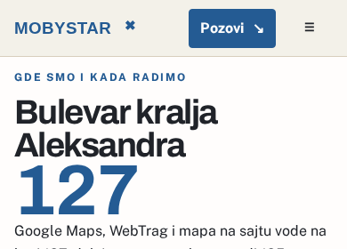 Lokacija i radno vreme na gotovom demou